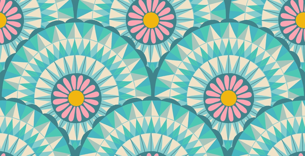 Patchwork Baumwolle - Ruby Star Society - Melody Miller - Carousel - Geometrics Turquoise